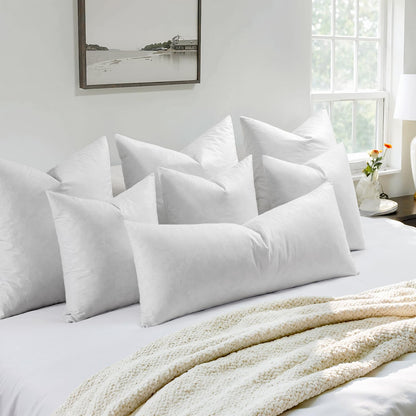 MIULEE Pillow Inserts 22x22 Inch Set of 2, Feather Mix Polycotton with Cotton Fabric Square Decorative Throw Pillows for Couch Bed Sofa