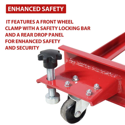 Hydraulic Motorcycle Lift Table 1000 LB Capacity, Heavy-Duty Steel Scissor Lift Hoist with Safety Lock & Wheel Clamp, Adjustable Jack Stand for Motorcycle Repair in Garages, Workshops, Home Use