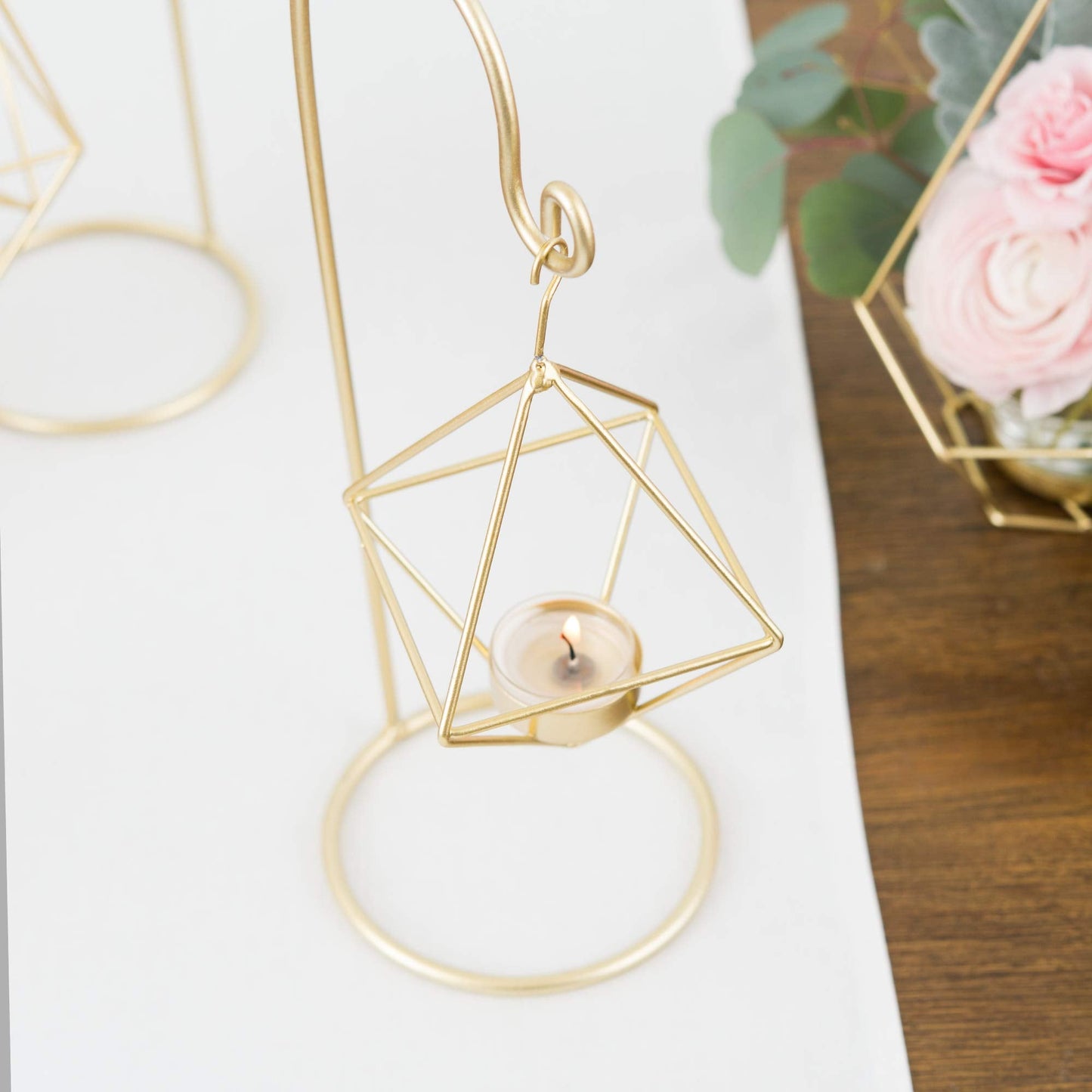 WEDDINGSTAR Small Geometric Hanging Tealight Holder - Gold