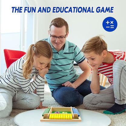 2 Pack Shut The Box Game 2-4 Play Wooden Dice Math Games for Adults and Kids Shut The Box Board with 8 Dices for Classroom Home Party Pub