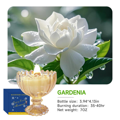 Joo Sko Jar Petal Bowl Shape Soy Wax Gardenia Scented Candle, Aromatherapy Jar Candles for Home Scented or As a Christmas Holiday Candle Gift for Your Lover(7OZ/48Hours Burning)