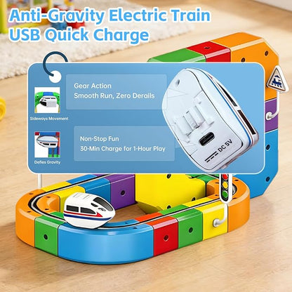 Electric Train Set 3D Magic Flexible Race Tracks for Kids Ages 3 4 5 6 7 8 51PCS Anti Gravity Race Track with Car STEM Educational Building Toy Boys Girls Birthday Christmas