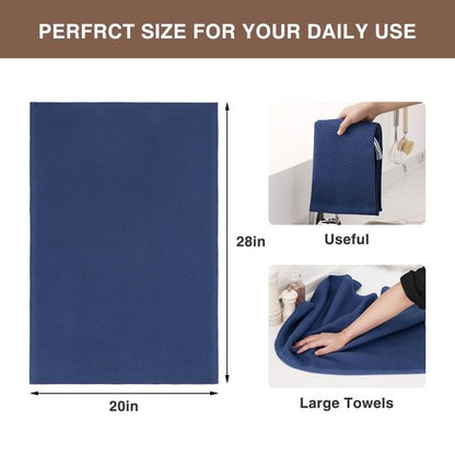 Homaxy 100% Cotton Waffle Weave Kitchen Dish Towels, Ultra Soft Absorbent Quick Drying Cleaning Towel, 20x28 Inches, 6-Pack, Navy Blue