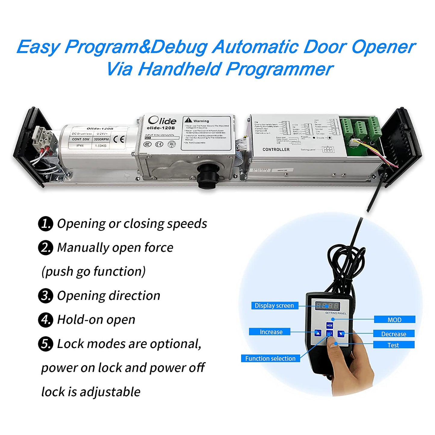 Olideauto Automatic Swing Door Opener with Wireless Push Button and NC Fail Secure Electric Strike