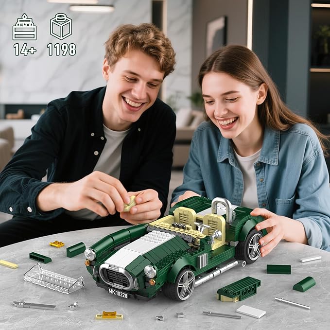 Mould King 10228 Cobra Car Building Sets 1198-Piece MOC Classic Sports Car Building Block Kits Collectible Racing Supercar Model for Adult &amp Teens Age 14+