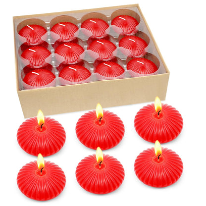 Red Floating Candles for Cylinder Vases, 24 Pack 2 Inches Water Tealight Candles for Centerpieces at Wedding Dinner Party Spa Treatments