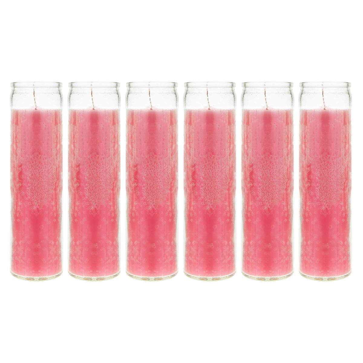 Mega Candles 6 pcs Unscented Pink 7 Day Glass Container Devotional Prayer Candles, Premium Wax Candle 2 Inch x 8 Inch, Sanctuary, Vigils, Prayers, Blessings, Religious, Memorials, Remembrance