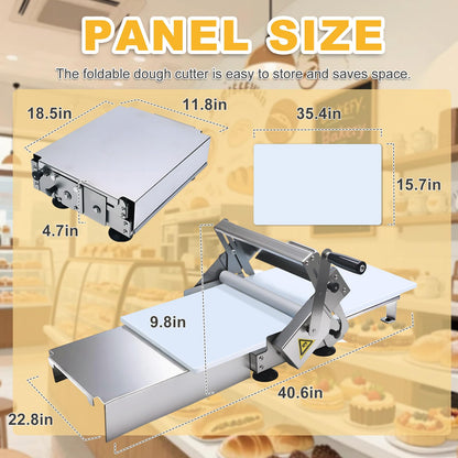 40 Inch Foldable Manual Dough Sheeter, Heavy Duty Stainless Steel Dough Rolling Machine for Home Bakery, Pizza Shop & Commercial Restaurant | A400 Model