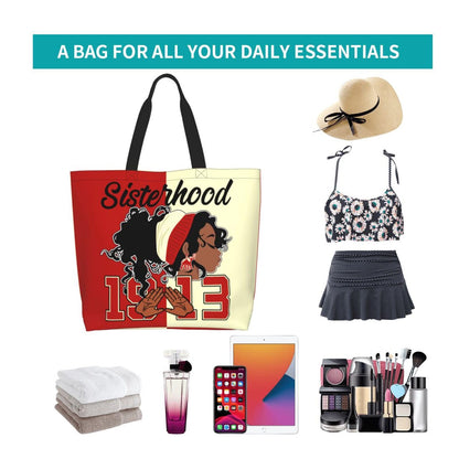 ERETWWA Elephant 1913 Delta Tote Bag Sigma Sorority Gifts Woman Travel Foldable Reusable Canvas Storage Bag Shopping
