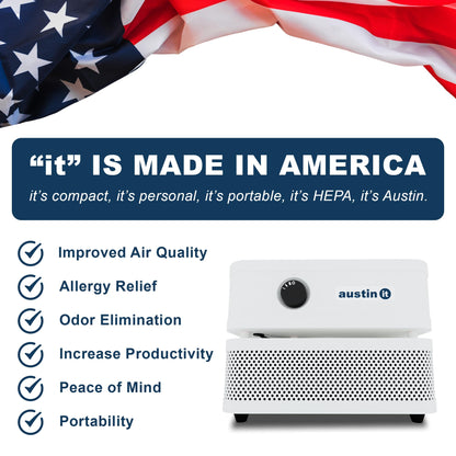 Austin Air it Room Air Purifier with VOC Carbon Wrap Air Filters - Personal Air Filter Single Room Air Purifiers - Portable Allergy Purifier - Stylish Tabletop Purifier for Dust, Model C100CC1