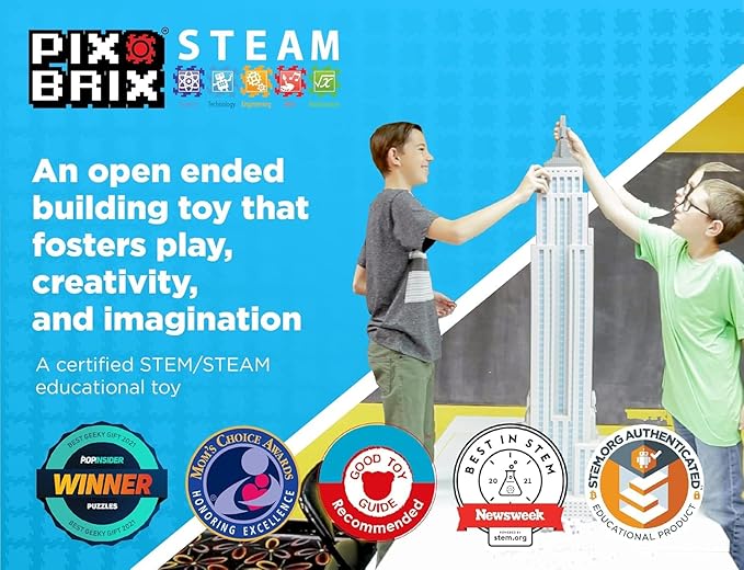 Pix Brix Pixel Art Puzzle Bricks - Pixel Puzzle of The Scream by Edvard Munch 6510 Pieces - Patented Colorful Slide + Stack Building Bricks to Recreate This Famous Painting Builds Without Glue