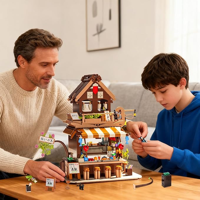Japanese Izakaya Shop Mini Building Block Set for Adult Creative Stree View House Toy Building Set Japanese Architecture Model Kit Gift for Adults Teen 14+