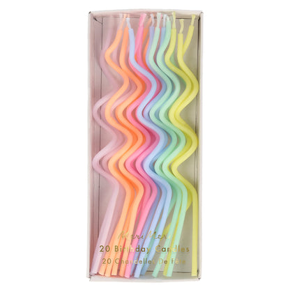 Meri Meri Swirly Tall Cake Candles (Pack of 20), 5" Tall Unscented Candles