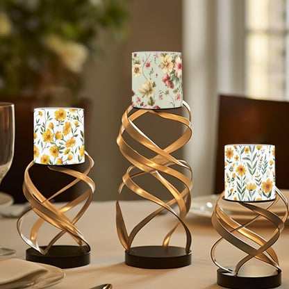 NETILGEN Yellow Floral Print Flameless LED Candles with Remote Timer Control Set of 4 Home Decorative Realistic Flickering Flameless Candles with Battery Powered