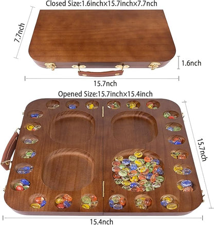 4 Player Wooden Mancala Board Game4 Player Mancala Board Game Set Great Glass BeadsClassic &amp Portable Marble Game for Family Night and Travel