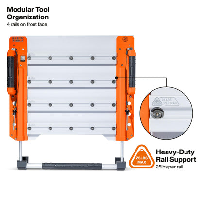 KLEIN TOOLS BC600WA LiftPro 20-Inch Wall Mount System, Heavy-Duty Modular Tool Organization with Four Interior Rails, 25-Pound Capacity Per Rail, For Man Lift and Scissor Lift