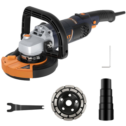 MAXXT 5 Inch Concrete Surfacing Grinder, 1500W 14A Motor, 7 Adjustable Speed Angle Grinder Kit with Diamond Disc, Removable Guard, Concrete Sander for Polishing and Grinder Stone Cement Marble Granite