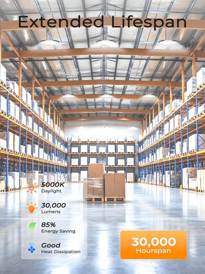 ONLYLUX 200W UFO LED High Bay Lights, 30000LM LED Shop Lights & Garage Lights, IP65 Waterproof 5000K Daylight, Industrial for Warehouse Factory Gym Barn (10 Pack)