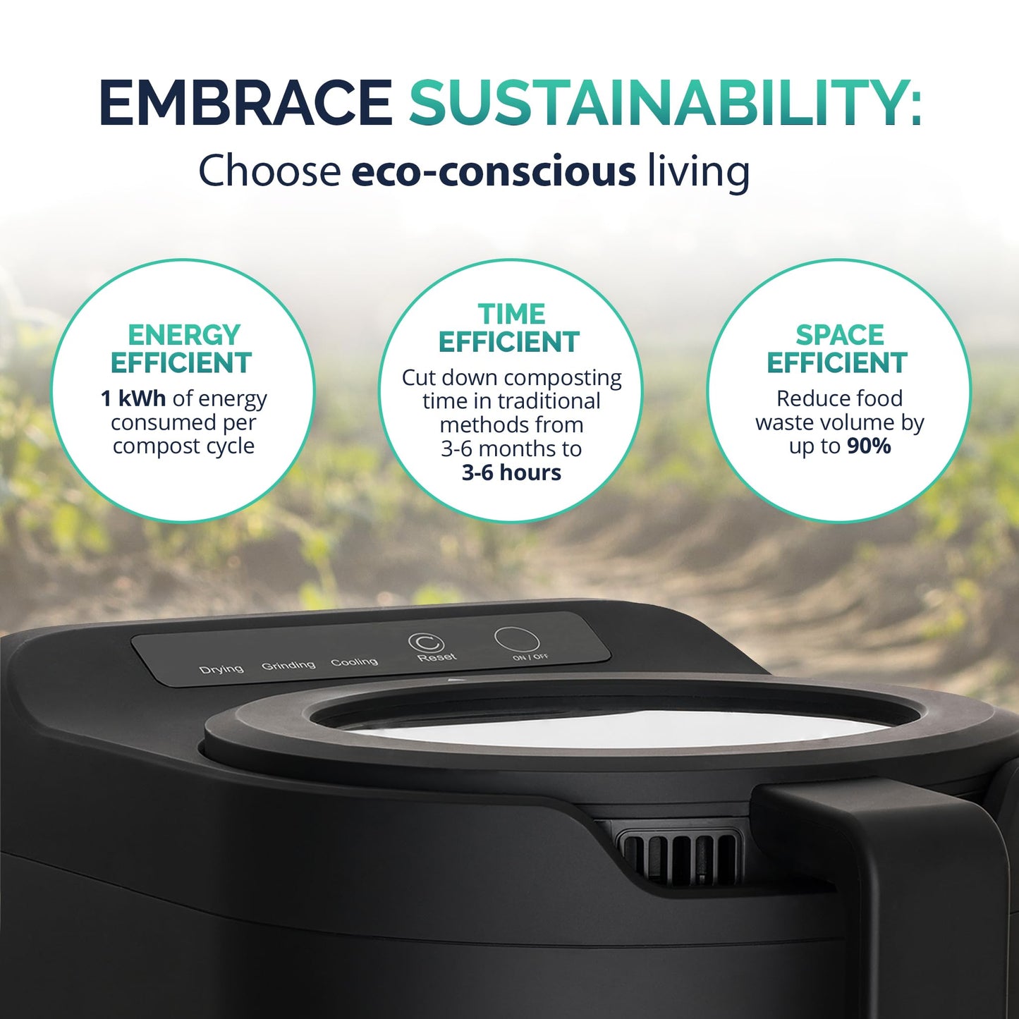 Luma® by Newair Electric Composter for Kitchen | 2.5L Odorless Kitchen Composter | Dishwasher Safe Indoor Compost Machine | 90% Volume Reduction in 3-6 Hours