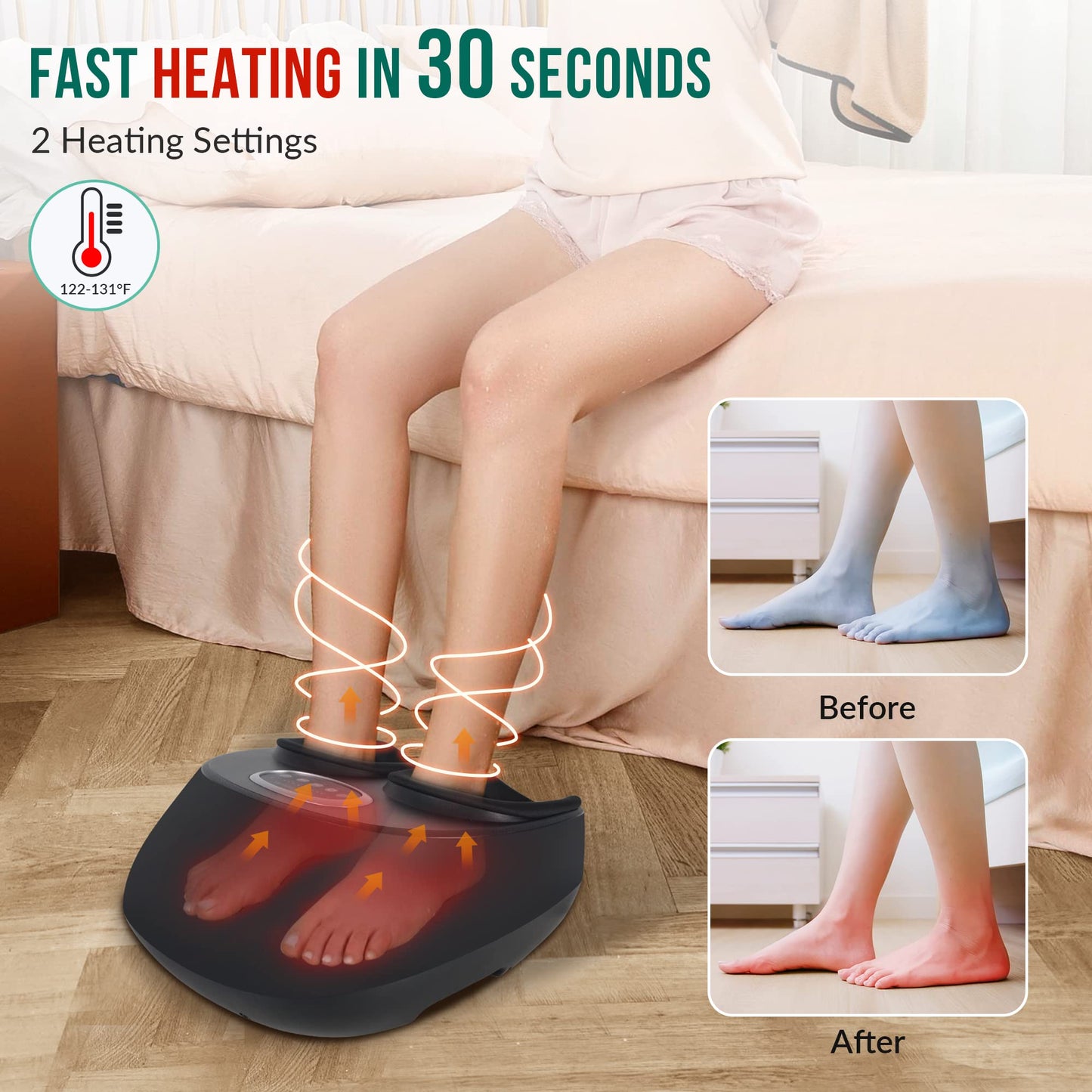 Snailax Foot Massager with Heat, FSA HSA Eligible, Kneading, Compression, Vibration, Shiatsu Feet Massage Machine for Plantar Fasciitis, Neuropathy, Foot Warmer, Christmats Gifts for Women Men,Size 13