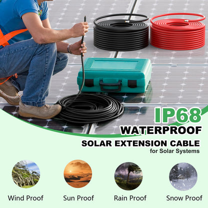 Vansdon 10AWG Solar Wire 150FT,Solar Extension Cable Tinned Copper PV Wire for Outdoor Camping RV Solar Panels Inverter Automotive Boat Marine(Black+Red)