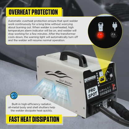 Spot Welder Dent Puller 3800A Dent Puller Machine 6 Modes Dent Puller Welder Intelligent Induction Stud Welder Smaller Welding Spots Auto Car Body Dent Puller Repair Kit 110V with Overheat Protection