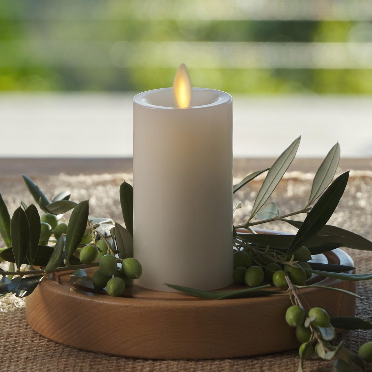 Luminara Classic Slim Flameless LED Candle, White 2" x 4.25", Battery Operated Moving Flame Pillar w/Timer, Safe Realistic Wax Candle, Home Decor