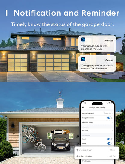 meross Smart Garage Door Opener Remote with External Antenna, Up to 3 Single Doors, Compatible with Apple HomeKit, Amazon Alexa,SmartThings, Google Assistant