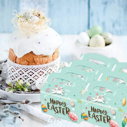 Easter Treat Boxes, Pack of 12 Easter Bunny Boxes for Candy, Cookies and Party Favors, Cute Cardboard Boxes with Handles for Wedding Candy, Birthday Favors, Holiday Goodies