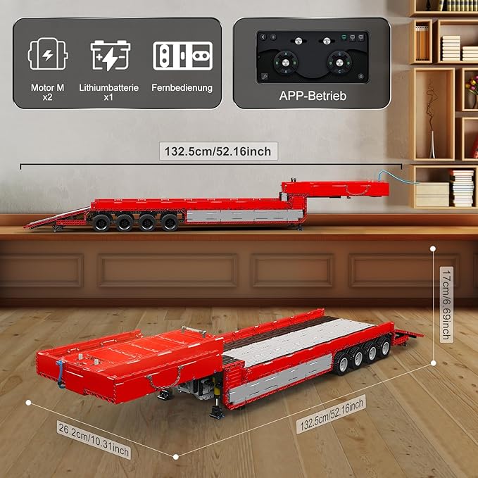 Mould King Trailer Truck Technique Building Blocks Kits MOC 19015T Truck Model Set to Build Gift for Age 14+/Adults Collections Enthusiasts(3399 Pieces with Motor/RC)