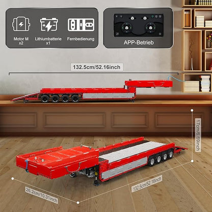 Mould King Trailer Truck Technique Building Blocks Kits MOC 19015T Truck Model Set to Build Gift for Age 14+/Adults Collections Enthusiasts(3399 Pieces with Motor/RC)