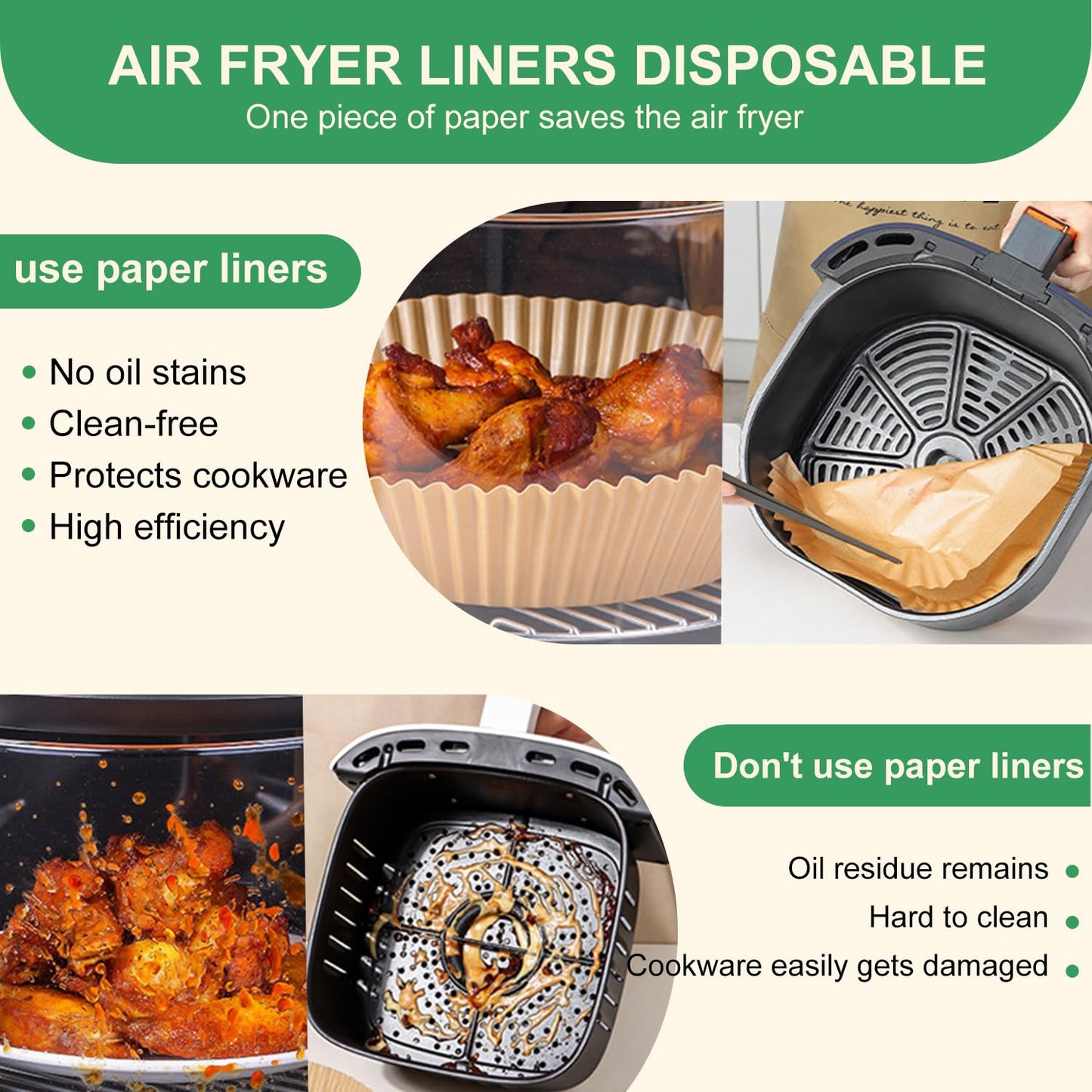 250 Pcs Air Fryer Liners Disposable 8 Inch,Non-Stick Oil-Resistant Air Fryer Paper Liners for 5–8 QT Baskets, Parchment Paper Liners for Air Fryer, Oven, and Microwave Use (Square)