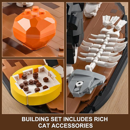 Tuxedo Cat Building Sets for AdultAnimal Black Cat Building Blocks Toy with Display BaseHome or Office DecorGift for Teens Kid Boys Girls 8+ (1200pcs)