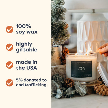 Calyan Wax Co. Holiday 3 Wick Scented Candle Gift Set - 4 Luxury Winter Scented Candles - 43 Hour Burn - 3 Wick Clean Soy Wax Candles - Long Lasting Large Glass Jar Candle for Home - 14.9oz