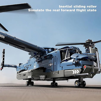 Military Helicopter Building Blocks SetFighter Jet Model ToysV-22 Osprey Army Airplane Kits with Ratoting PropellerSTEM Christmas Xmas Birthday Gifts for Adult Boys Teens 8-14 14+(1486PCS)