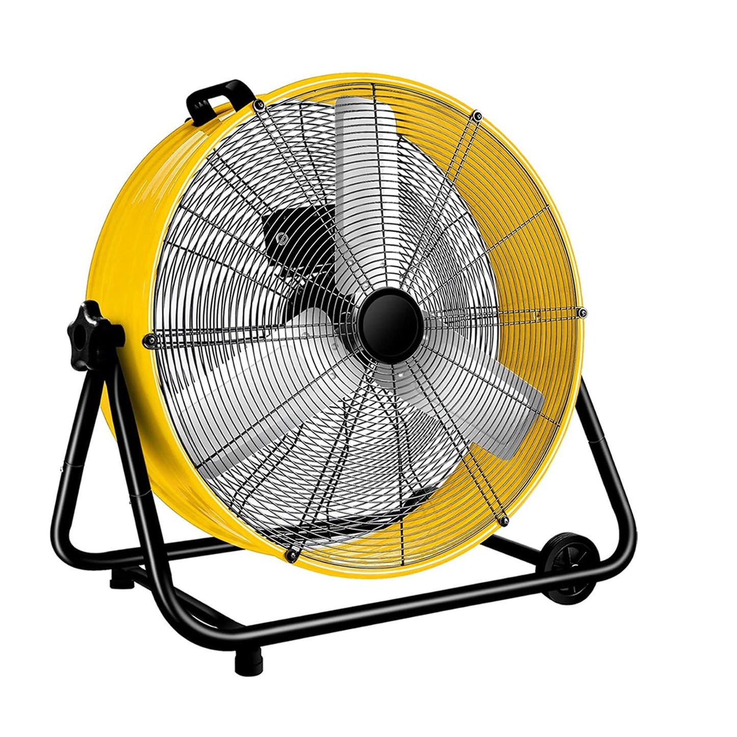 WARMLREC 24" Industrial Floor Fan, 8900 CFM High Velocity Drum Fan with 3 Speeds, Portable Heavy Duty Industrial Fan for Warehouse, Workshop, Factory, Commercial, Residential and Greenhouse Yellow