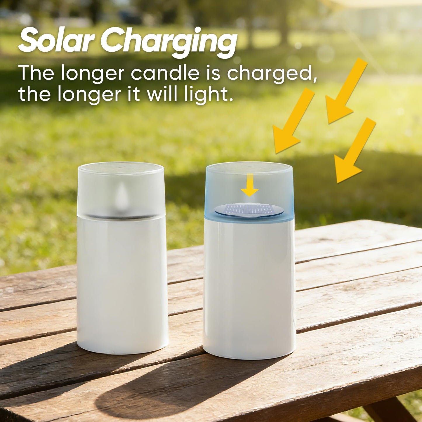 Homemory Solar Candles Outdoor Waterproof, Flickering Flameless LED Candles with Dusk to Dawn Sensor, 3"x6" Solar Powered Candles for Outdoor Lanterns Patio Garden Yard Christmas Decorations, 2 Pack