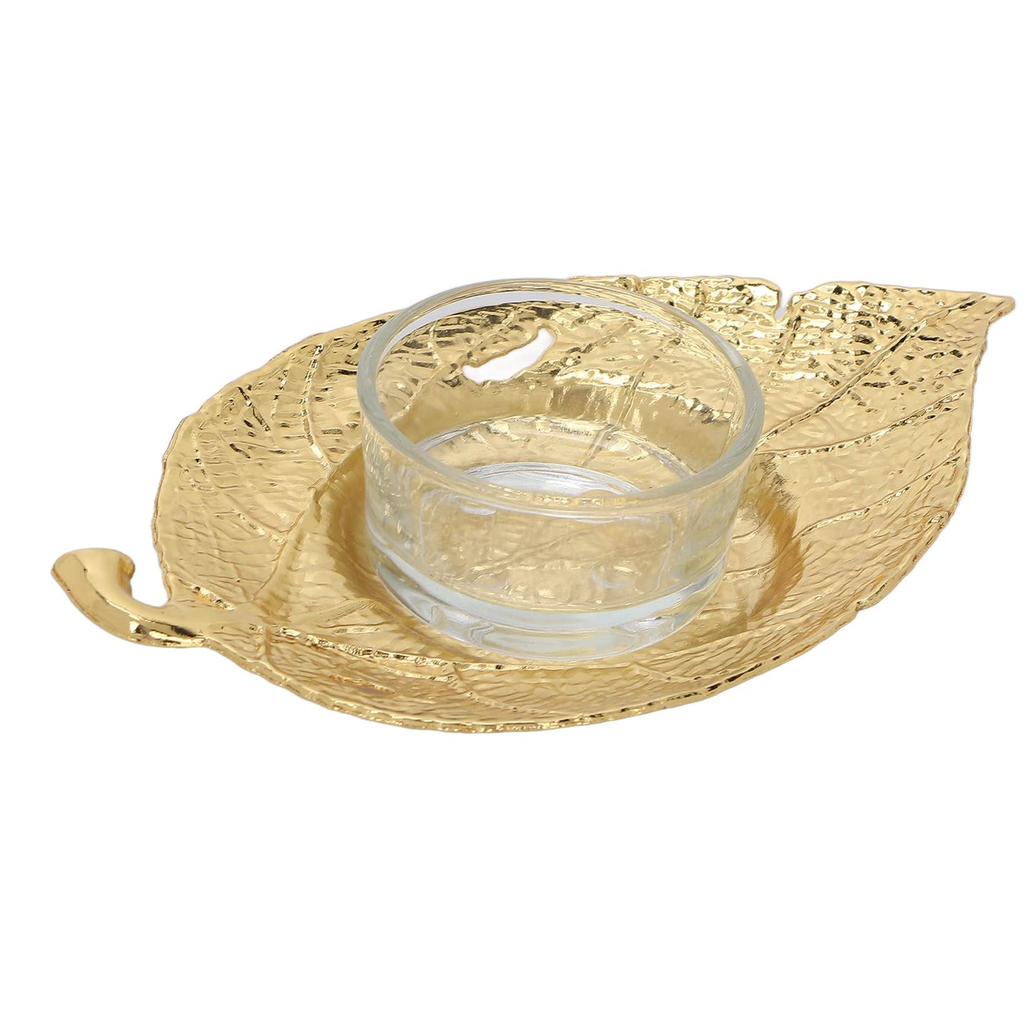 Metal Candle Holder Gold Leaf Candlestick Stand Elegant Simple Design for Christmas Wedding Party Decoration Home Office Decor
