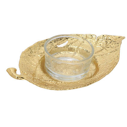 Metal Candle Holder Gold Leaf Candlestick Stand Elegant Simple Design for Christmas Wedding Party Decoration Home Office Decor