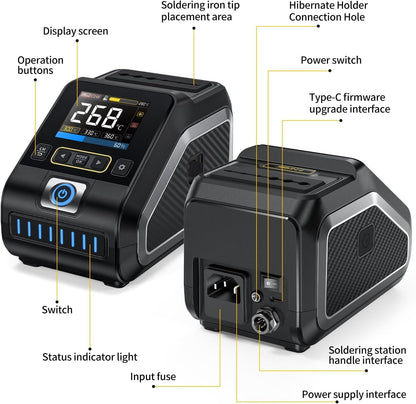 FNIRSI DWS-200 200W 210 Precision Digital Soldering Station Kit with 3 F210 Soldering Iron Tips and 2 Helping Hands, Temp Value & Curve Mode, 3 Temperature Storage, Full-Color Display