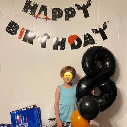 Black Number Balloons, 40inch Large Number 4 Foil Mylar Helium Balloons, Self Inflating Number Balloons 0-9 for Men Boys 4th 40th Birthday Anniversary Party Graduation Celebration Decoration Supplies