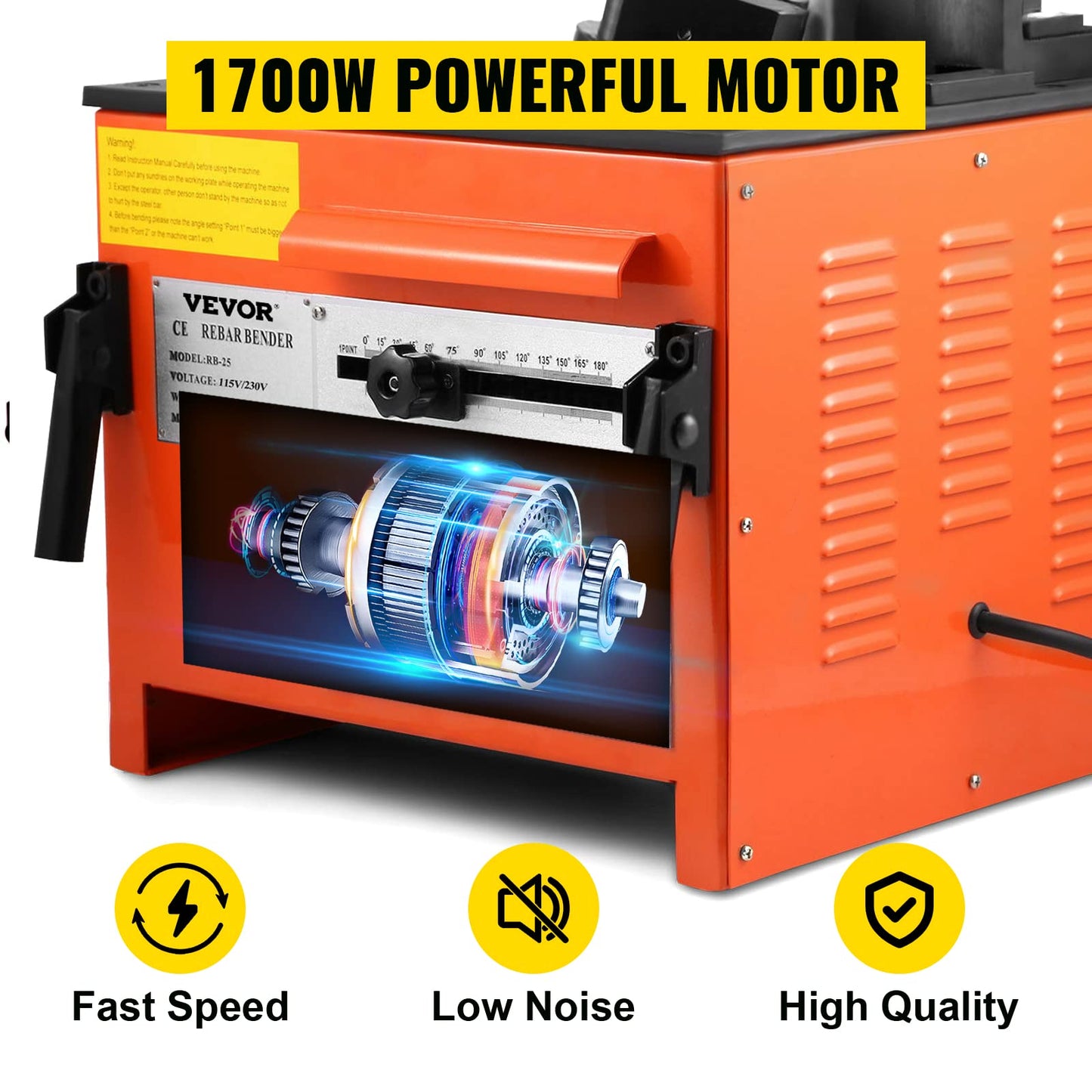 Happybuy Electric Hydraulic Rebar Bender,1700W Desktop Electric Rebar Bender,Bending up to 1 Inch #8 6-25mm Rebar Bending Angle 0-180 Degrees,with Foot Pedal for Bending Steel Rope(1700W RB-25)