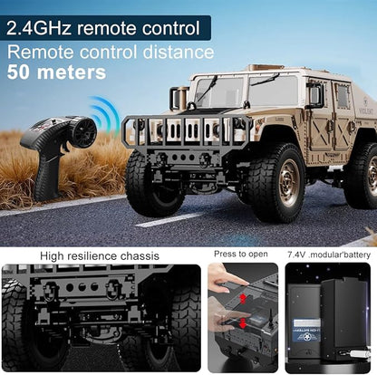 C8835 1:12 Scale Military RC Car with 3 500mah Battery 2.4GHz Remote Control Vehicle Simulation Off-Road Climbing VehicleRemote Control Truck-4x4 Off-Road RC Trucks Army Rock Crawler Humme