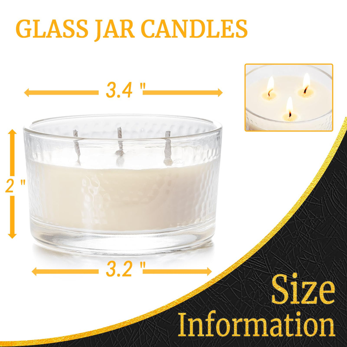 3-Wick Beeswax Candles in Glass Jar, Natural Unscented Beeswax Candles - 22 Hour Burn Time, Handmade Candles for Party, Holidays Gift, Dinning (Pack of 1, White)