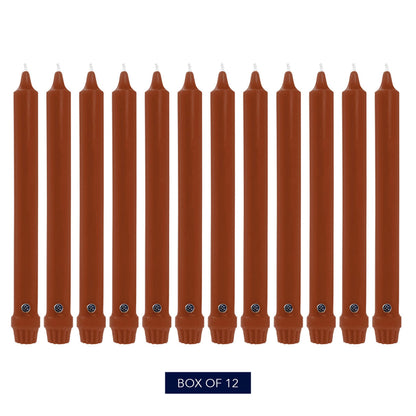 Colonial Candle Unscented Taper Candle, Classic Collection, Amber, 10 in, Pack of 12 - Up to 8 Hours Burn