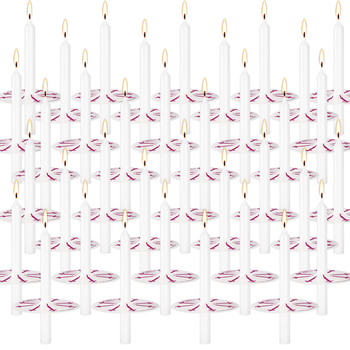 150 Packs Unscented White No Smoke ChurchCandles with Drip Protectors for Devotionalcandlelight Vigil Service.