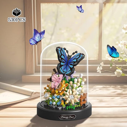 2 Flowers Bouquet Building Set Insect Collection Mini Animals Bee &amp Sunflowers Butterfly &amp Rose Botanical Plant Micro Blocks Not Compatible with lego Ideal Valentine's Day Gift Lover Teen (