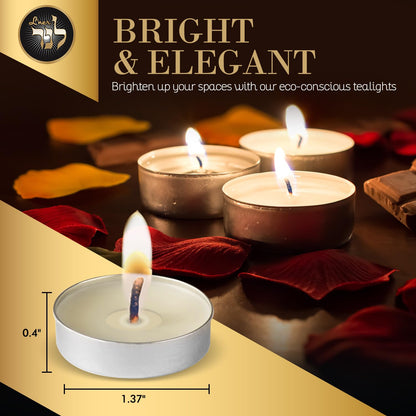 L’ner 1.5 Hour MINI Tealight Candles, 200 Pack – Smokeless & Dripless Unscented Tea Lights, Plant-Based Wax, Lead-Free Cotton Wick – Premium Quality Tea Lights for Shabbat, Memorial, Home, Weddings