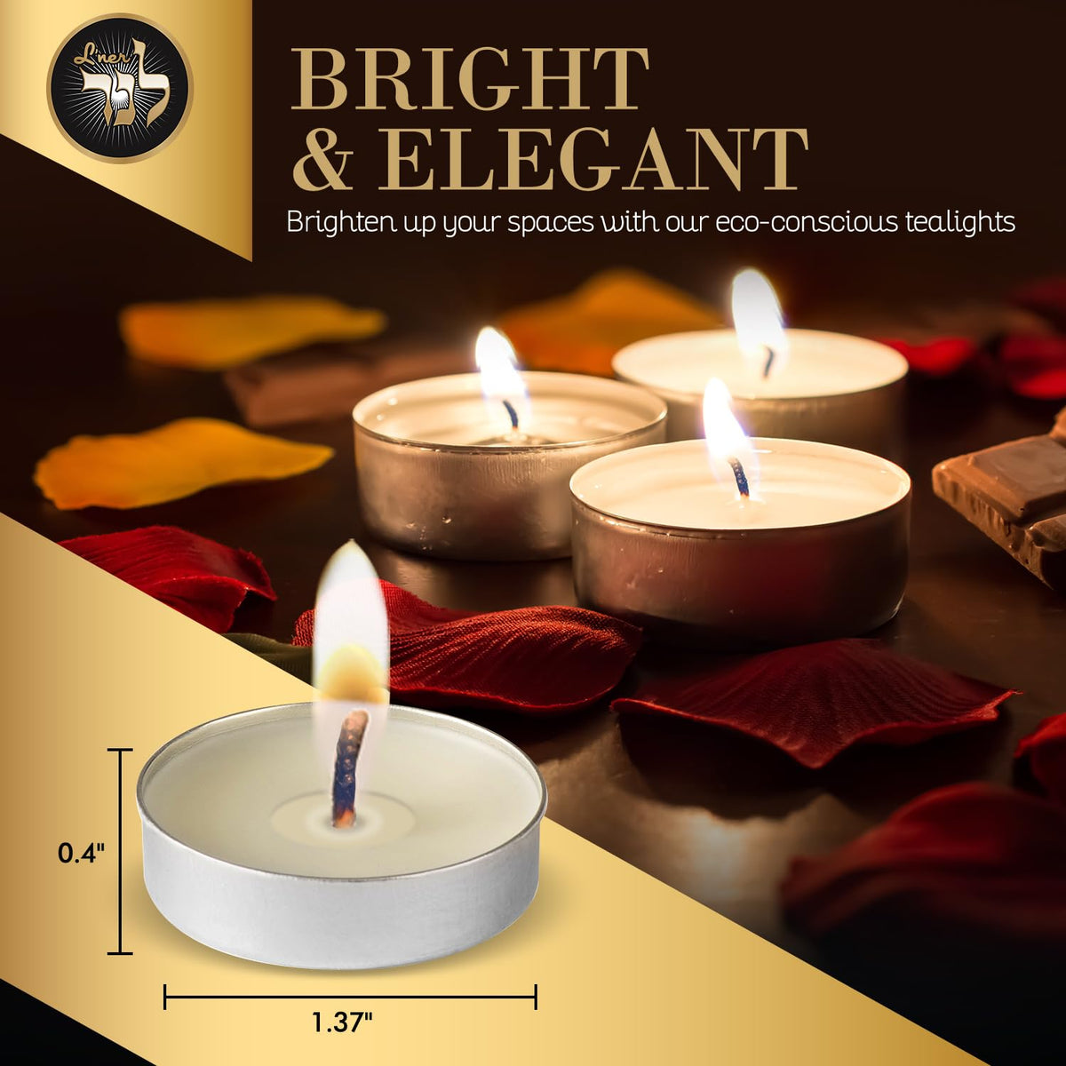 L’ner 1.5 Hour Tealight Candles, 300 Pack – Smokeless & Dripless Unscented Mini Tea Lights, Plant-Based Wax, Lead-Free Cotton Wick – Premium Quality Tealights for Shabbat, Memorial, Home, Weddings