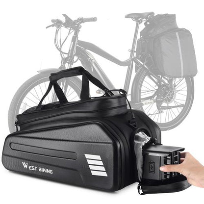 CHIMONA Ebike Battery Bag - Hard Shell E Bike Rack Bag, 30L Electric Bicycle Rear Rack Bag, Multifunction Large Pannier for Bicycle, Electric Bike Rear Seat Bag Bike Trunk Bag (BLACK1)